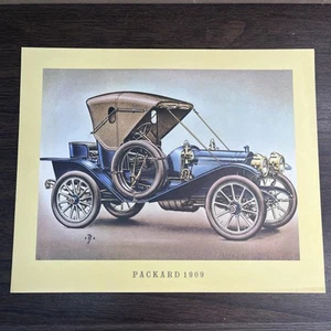 Piet Olyslager Packard 1909 Car Art Print Lithograph 12” x 14 1/2 Vtg - Picture 1 of 6
