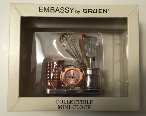 EMBASSY BY GRUEN, "KITCHEN HELPER" MINIATURE COLLECTIBLE CLOCK, new Cover