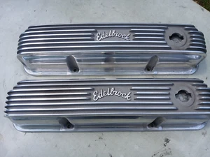Rare 1960s Vintage "Edelbrock" Tall Aluminum Valve Covers FE Ford 352-428 ~ NOS - Picture 1 of 4