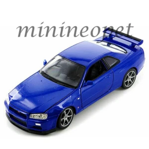 WELLY 24108 NISSAN SKYLINE GT-R R34 1/24 DIECAST MODEL CAR BLUE - Picture 1 of 2