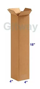 25 pcs 4x4x18 Corrugated Cardboard Shipping Mailing Moving Tall Box Boxes 18x4x4 - Picture 1 of 1