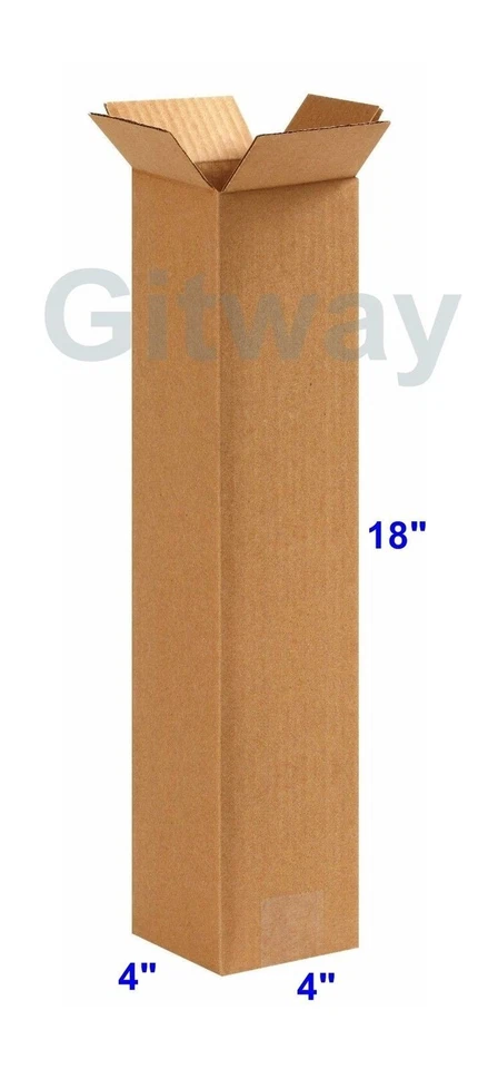 25 pcs 4x4x18 Corrugated Cardboard Shipping Mailing Moving Tall Box Boxes 18x4x4 - Image 1 of 1