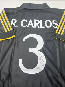Roberto Carlos signiertes Real Madrid FC Away schwarz Adidas Fußball Trikot Beckett BAS - Bild 1 von 9