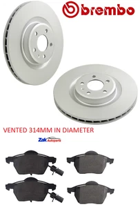 FOR AUDI A4 B8 A5 2008- FRONT GENUINE OEM BREMBO BRAKE DISCS AND PADS SET 314mm - Picture 1 of 3