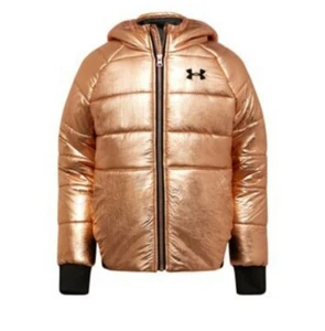 NWT UNDER ARMOUR Girls Glitz Prime Bomber PUFF Jacket ROSE GOLD Sz 5 - Picture 1 of 2