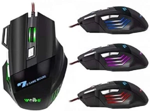 MOUSE GAMING PROFESSIONALE 3600DPI 7 TASTI USB RGB LED LAPTOP GIOCO PC OTTICO - Foto 1 di 6