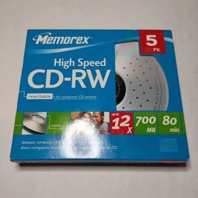 CD High Speed Memorex Pack With 4 CD-RW & 1 CD-R Discs 12X/700 MB/80min Blank  - Image 1 of 4