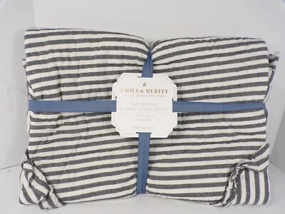 Pottery Barn Kids Emily Meritt Ruffle Candy Stripe Toddler 36x50" Quilt #9837 - Image 1 of 4