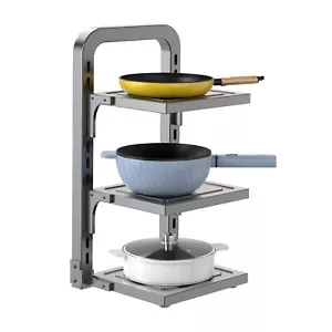 Pots and Pans Organizer Under Cabinet3 Tier Adjustable Cabinet Pan Organizer ... - Picture 1 of 6