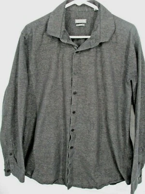 Camisa para hombre Kenneth Cole Reaction 17 34/35 botón delantero calce ajustado negra jaspeada Foto 1 de 4