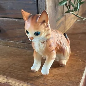5" MC Lefton Keramik Orange Tabby Katze Paw Up Pounce Japan Figur - Bild 1 von 5