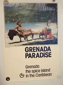 Vintage Original Grenada Paradise Spice Island Of The Caribbean Travel Poster - Picture 1 of 2