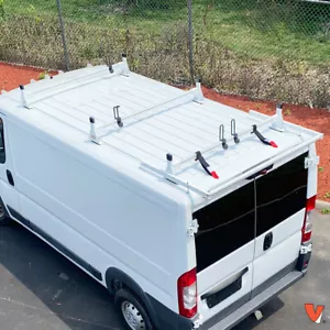 H1 3-Bar Steel Rack System w/ Roller GMC Savana 1996-current (All trims) White - Picture 1 of 8