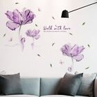 Purple Flowers English Wall Stickers Decal Mural Living Room Home Decoration