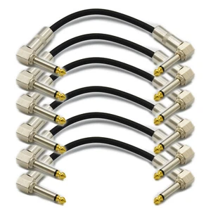 6,Guitar Effect Pedal Board Instrument Patch Cord Cables 7" 1/4" Right Angle - Picture 1 of 9
