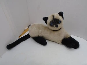 Dakin Vintage Siamkatze Stofftier Plüsch liegend blaue Augen 1973 - Bild 1 von 4