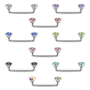 14 Gauge Internally Threaded Staple Surface Barbells with Prong Setting CZ Gems - Picture 1 of 27