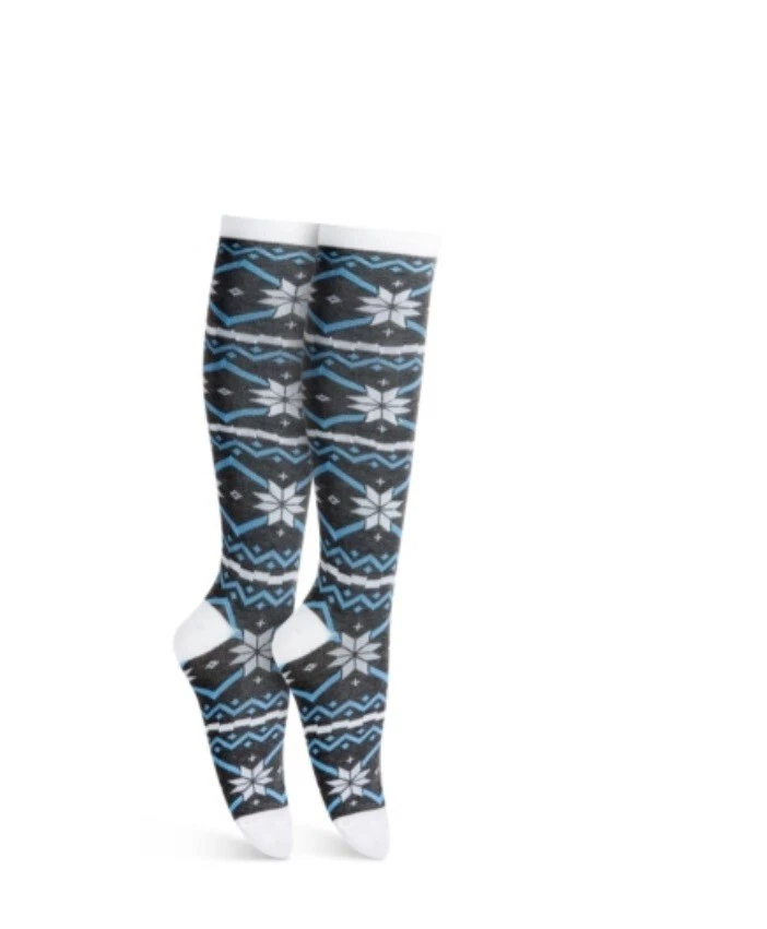 Charter Club Mujer Gris Azul Nórdico Festivo Hasta la Rodilla Vacaciones Navidad Calcetines Foto 1 de 1