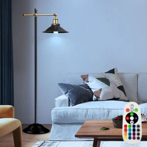 LED Steh Lampe Alt Messing RGB Dimmer Fernbedienung Alt Messing Lampe beweglich - Bild 1 von 8