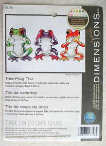 Kit Punto de Cruz Contado Dimensiones - 5 X 7 "Tree Frog Trio" por R. McClure, Nuevo - Imagen 1 de 4