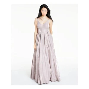B Darlin Junior Womens 5/6 Rose Pink Sparkle Mesh V Neck Long Dress NWT L11 - Picture 1 of 3