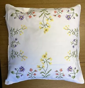 Kissenhülle Kissenbezug 40 x 40 Handarbeit Blumen Botanik Baumwolle ohne Füllung - Bild 1 von 2