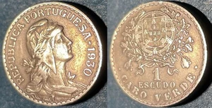 Kap Verde 1930 1 Escudo KM-5 Nickel Messing 50K geprägt vz+ #101 - US-Verkäufer - Bild 1 von 2