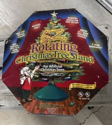 EZ ROTATING CHRISTMAS TREE STAND ROTATES FULL 360 DEGREES-2 OUTLETS FOR LIGHTS - Image 1 of 4