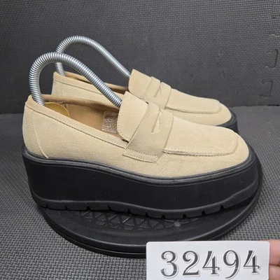 Zapatos Free People Mujer Talla 6 Beige Gamuza Plataforma Mocasines Suela Gruesa 3903810 Foto 1 de 4