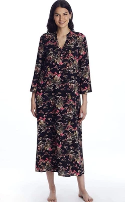 Vestido Tumbona Natori Pagoda Asiática Floral Tejido Suave Caftán Negro Talla S Foto 1 de 4