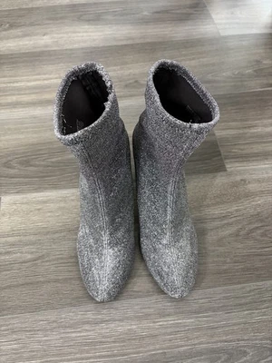 Michael Kors Mandy Glitter Silver Stretch-Knit Ankle Bootie Boots Size 10 - Image 1 of 4