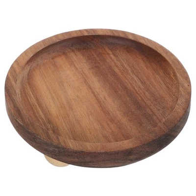  Rundes Serviertablett aus Holz: Kuchentablett aus Holz mit Füßen für Snacks und - Bild 1 von 4