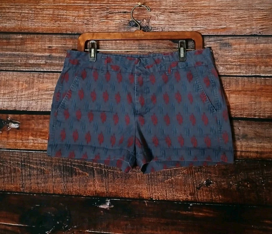Pantalones Cortos GAP Talla 8 El 3" Corto Gris Estampado Azteca Bolsillo Corte Algodón Foto 1 de 4