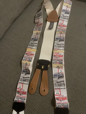 Trafalgar 限量版 真丝支架 66 号公路经典汽车餐厅吊带罕见 — 第 1/4 张图片