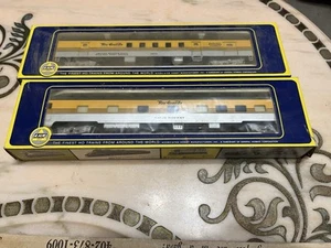 2 Vintage AHM HO Triebwagen 1930 Schlafwagen 6401-RG Coach 85ft 6404-RG Rio Grande Mail - Bild 1 von 22