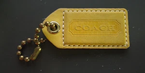 Yellow Coach leather fob keychain bag charm hang tag - Picture 1 of 1