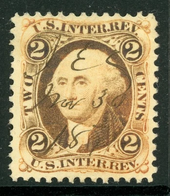 USA 1862 Washington 2¢ Revenue  1st Issue  Sc R15c VFU D684 - Image 1 of 4