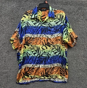 Camicia Genelli vintage uomo media multicolore floreale seta manica corta retrò festa - Foto 1 di 13