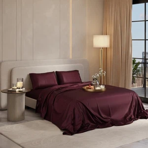 Set Lenzuola Raso King Size 4PZ, 300TC Biancheria da Letto Ultra Morbida e Traspirante, Setosa... - Foto 1 di 9