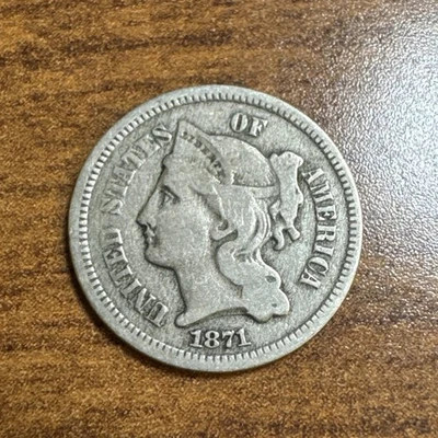 1871 Three Cent Nickel 3c Fine - Image 1 of 2