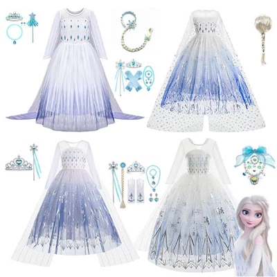 Kids Girls Princess Queen Elsa Anna Halloween Cosplay Costume Fancy Dress Crown - Image 1 of 2