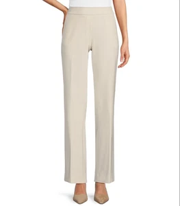 Anne Klein Pants Womens Petite XS Cream Trouser Straight Pull On Stretch New - Picture 1 of 8