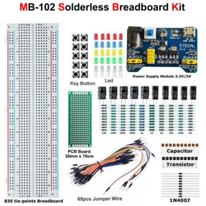 MB-102 Solderless Breadboard 830 Tie Points Test PCB Circuit DIY Learning Kit - Picture 1 of 17