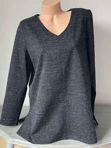 J.JILL Top M V Neck $89 Wearever Collection Sz Medium Ponte Stretch Fleck - Picture 1 of 8