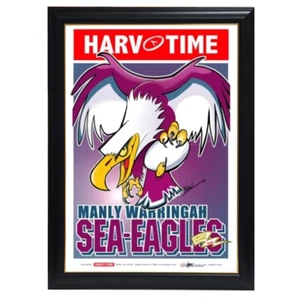 Manly Sea Eagles, Nrl Mascot Harv Time Print Framed - Foto 1 di 1