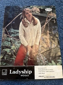 ladyship wools 4460 aran jacket in 4 sizes 34,36,38 40” vintage knitting pattern - Picture 1 of 2