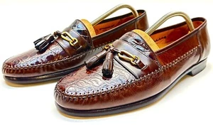  Herren Miguel Angel braun Krokodilhaut Bit Quaste Halbschuh Kleid Schuhe Größe 10,5M - Bild 1 von 11