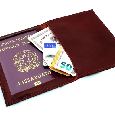 CUSTODIA PORTA PASSAPORTO IN PELLE DOCUMENTI DA VIAGGIO UOMO DONNA PORTAFOGLI - Immagine 1 di 4