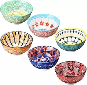 6 Pack 24 Oz Ceramic Bowl Set Ceramic Dessert Bowls for Kitchen Serving Dishes S - Picture 1 of 6