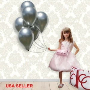 6 Stück SILBER CHROM METALLIC TICKE LATEX BALLONS 12" Geburtstag Hochzeit Party Deko - Bild 1 von 4